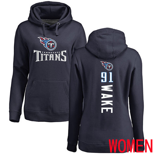 Tennessee Titans Navy Blue Women Cameron Wake Backer NFL Football #91 Pullover Hoodie Sweatshirts
